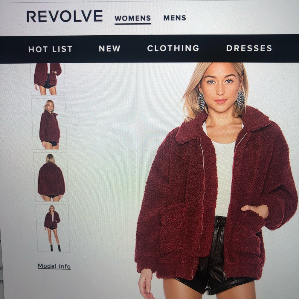 Red burgundy Sherpa oversized jacket from revolve